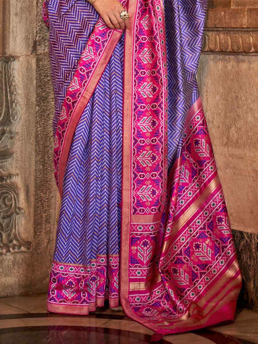 Levender Banarasi Silk Handwoven Wedding Festival Heavy Border Saree