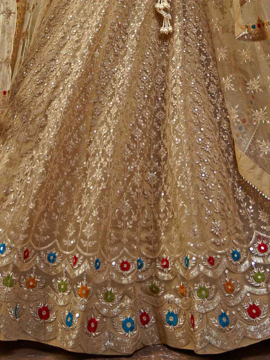 Light Pista Premium Net Embroidered Bridesmaid Wedding Heavy Border Lehenga Choli