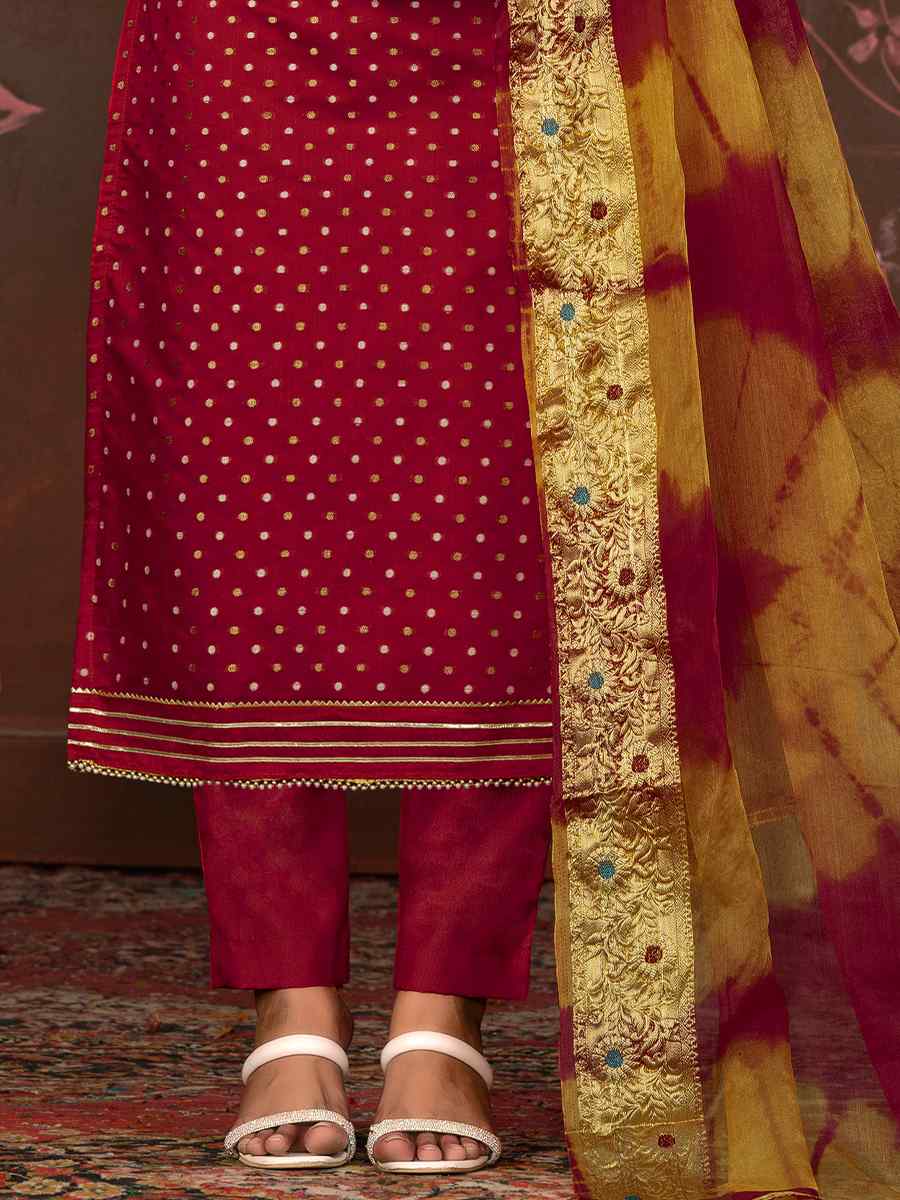 Magenta Modal Cotton Embroidered Casual Festival Pant Salwar Kameez