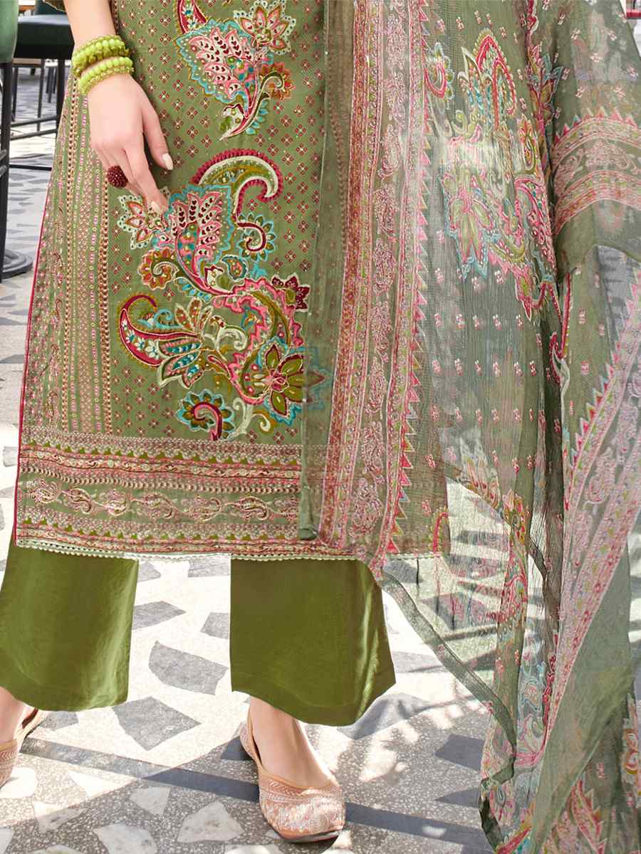 Mehendi Premium Zam Embroidered Casual Festival Pant Salwar Kameez