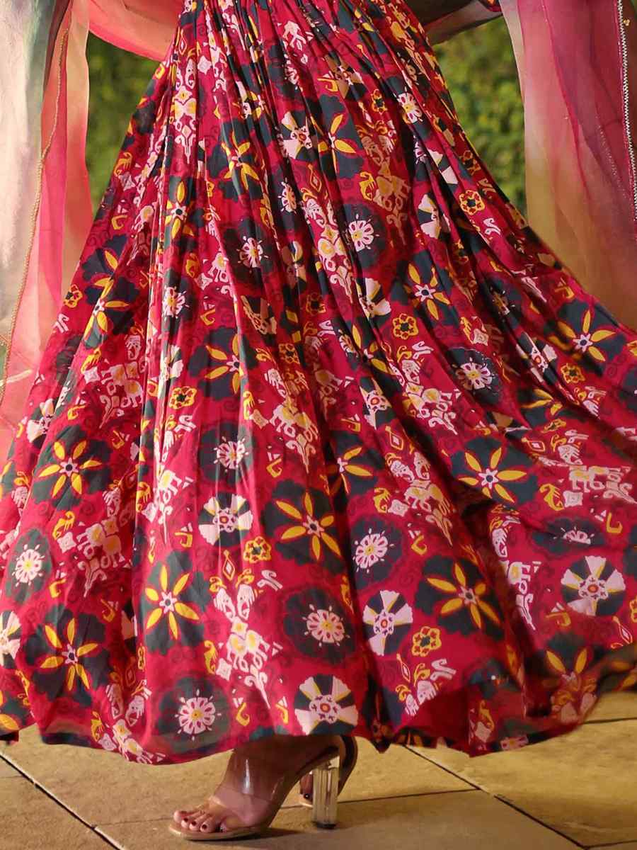 Multi Soft Muslin Silk Embroidered Festival Party Ready Anarkali Salwar Kameez