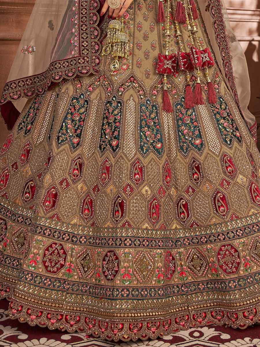 Multi Velvet Embroidered Bridal Wedding Heavy Border Lehenga Choli