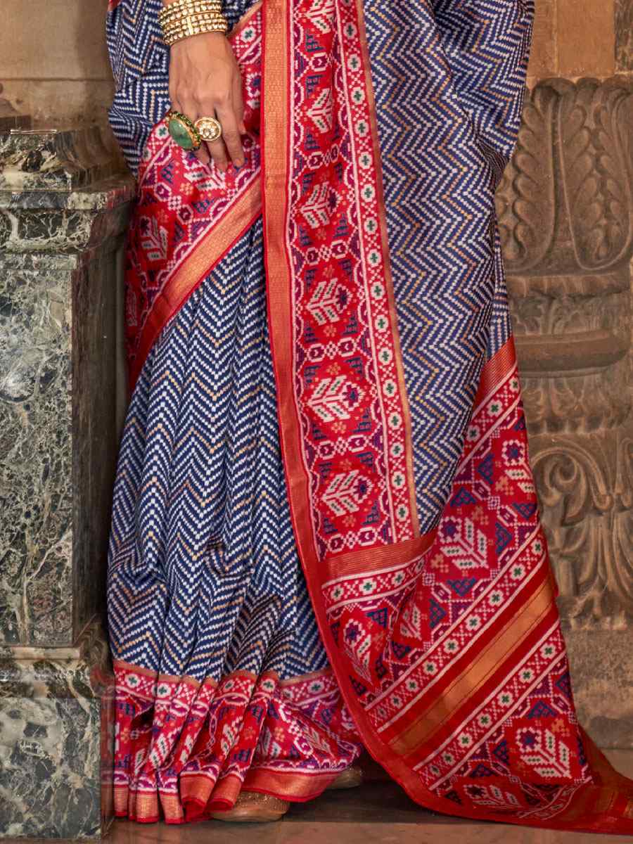 Navy Blue Banarasi Silk Handwoven Wedding Festival Heavy Border Saree