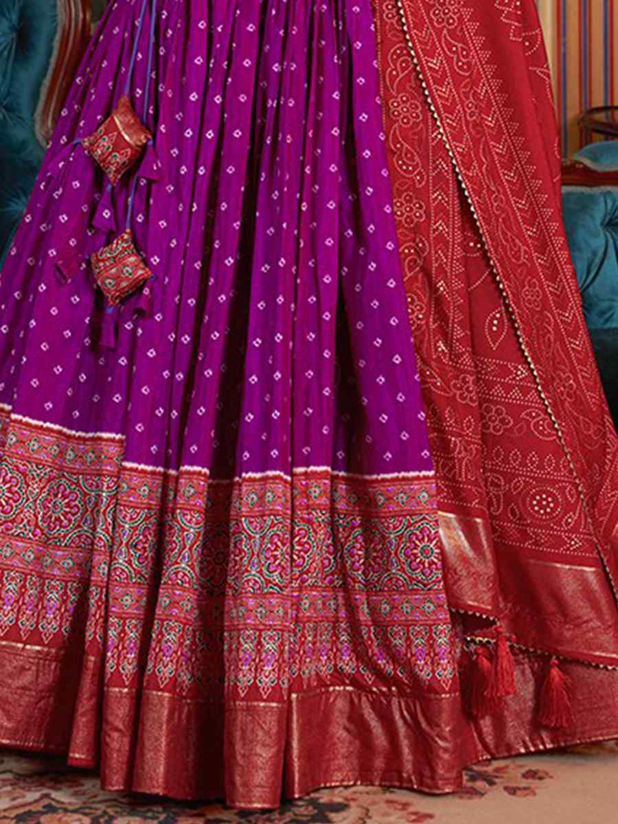 Purple Dola Silk Embroidered Festival Mehendi Traditional Lehenga Choli