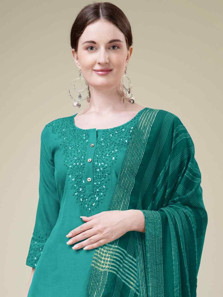 Rama Cotton Blend Embroidered Festival Casual Ready Pant Salwar Kameez