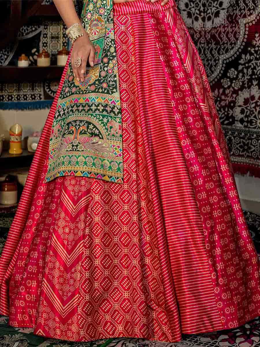 Rani Pink Heavy Malai Satin Embroidered Festival Ready Circular Lehenga Choli