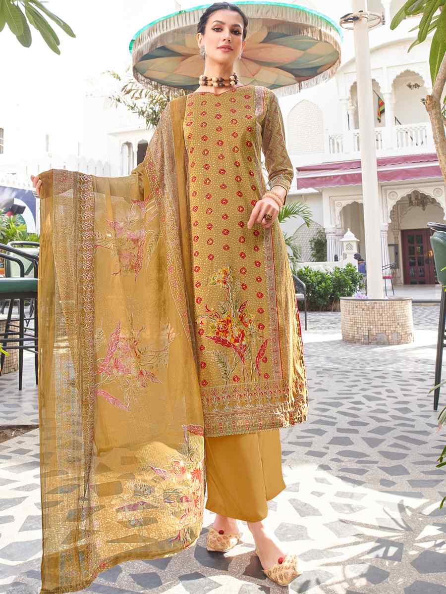 Yellow Premium Zam Embroidered Casual Festival Pant Salwar Kameez