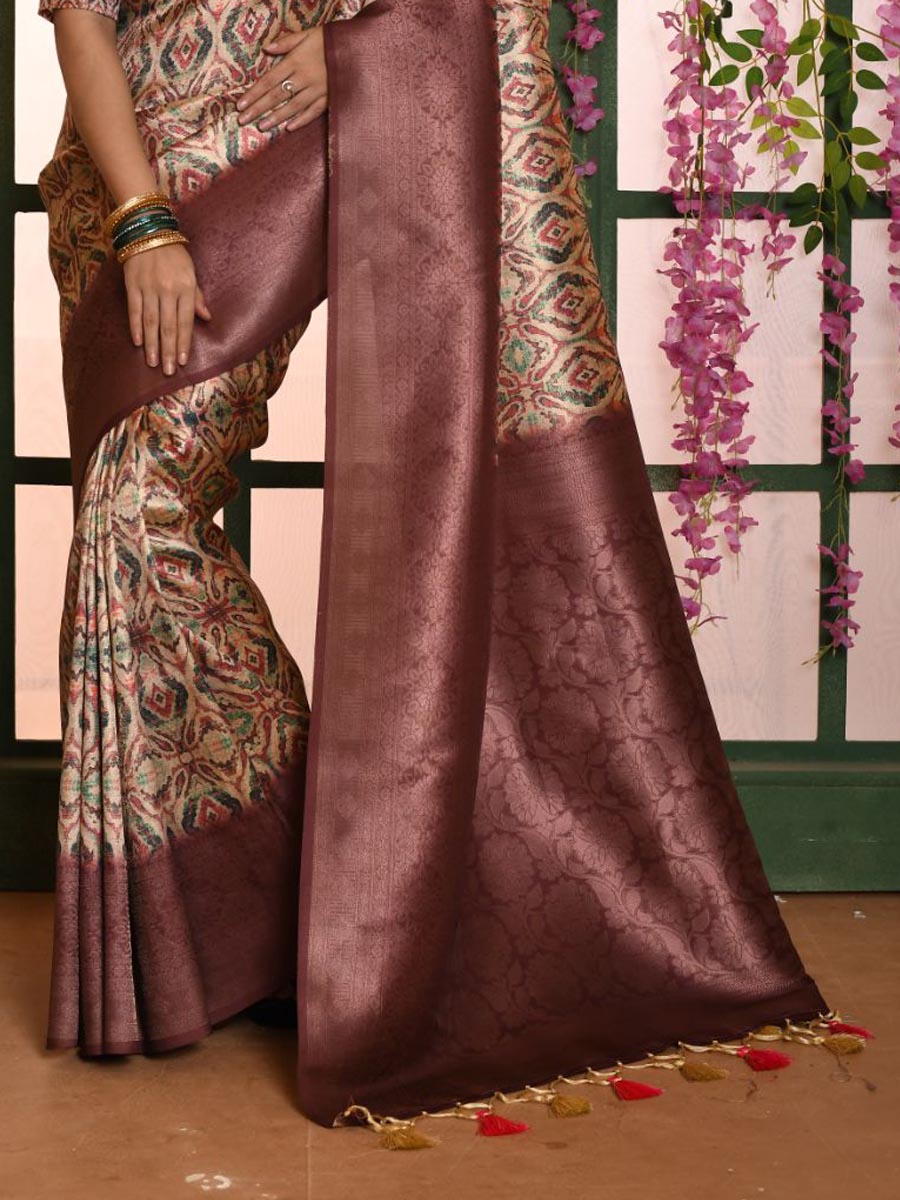 Multi Banarasi Silk Handwoven Wedding Festival Heavy Border Saree