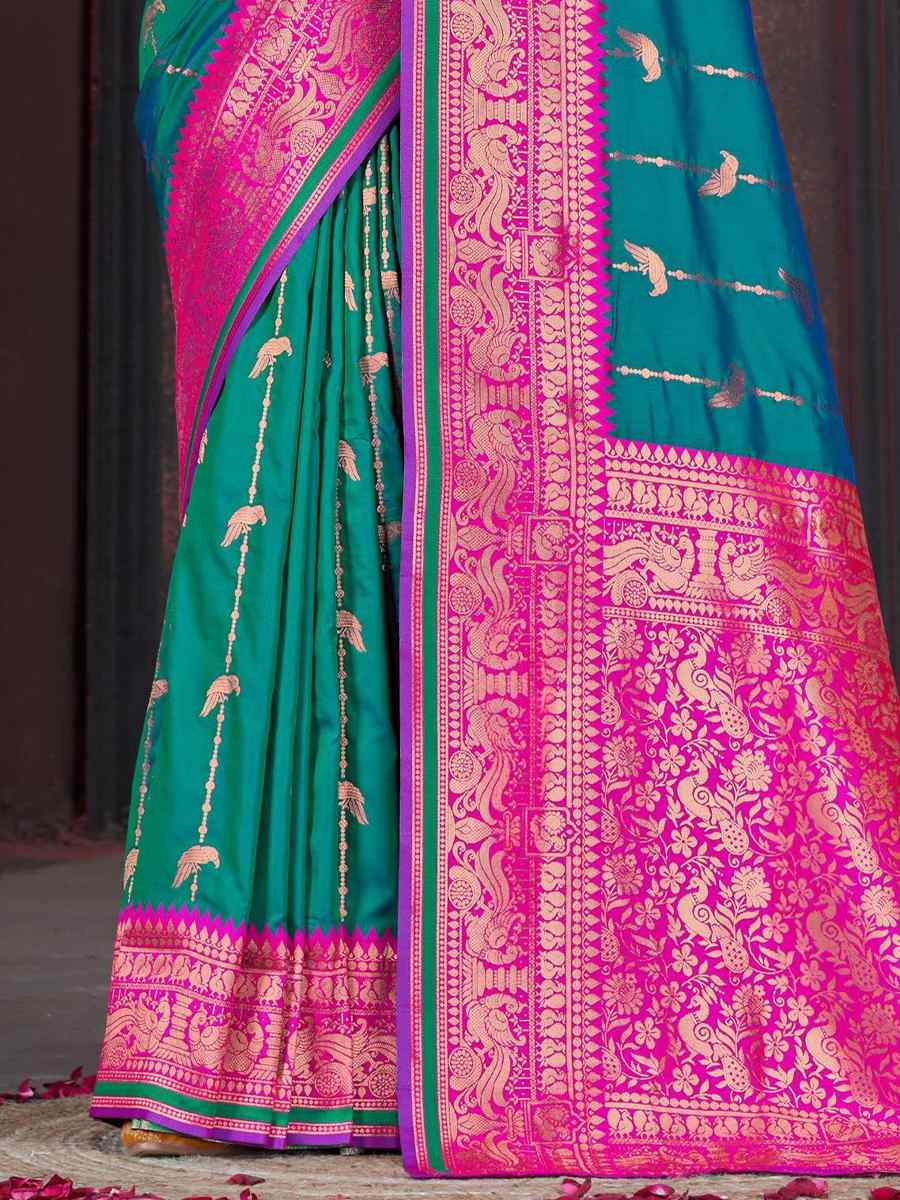 Multi Silk Handwoven Wedding Festival Heavy Border Saree