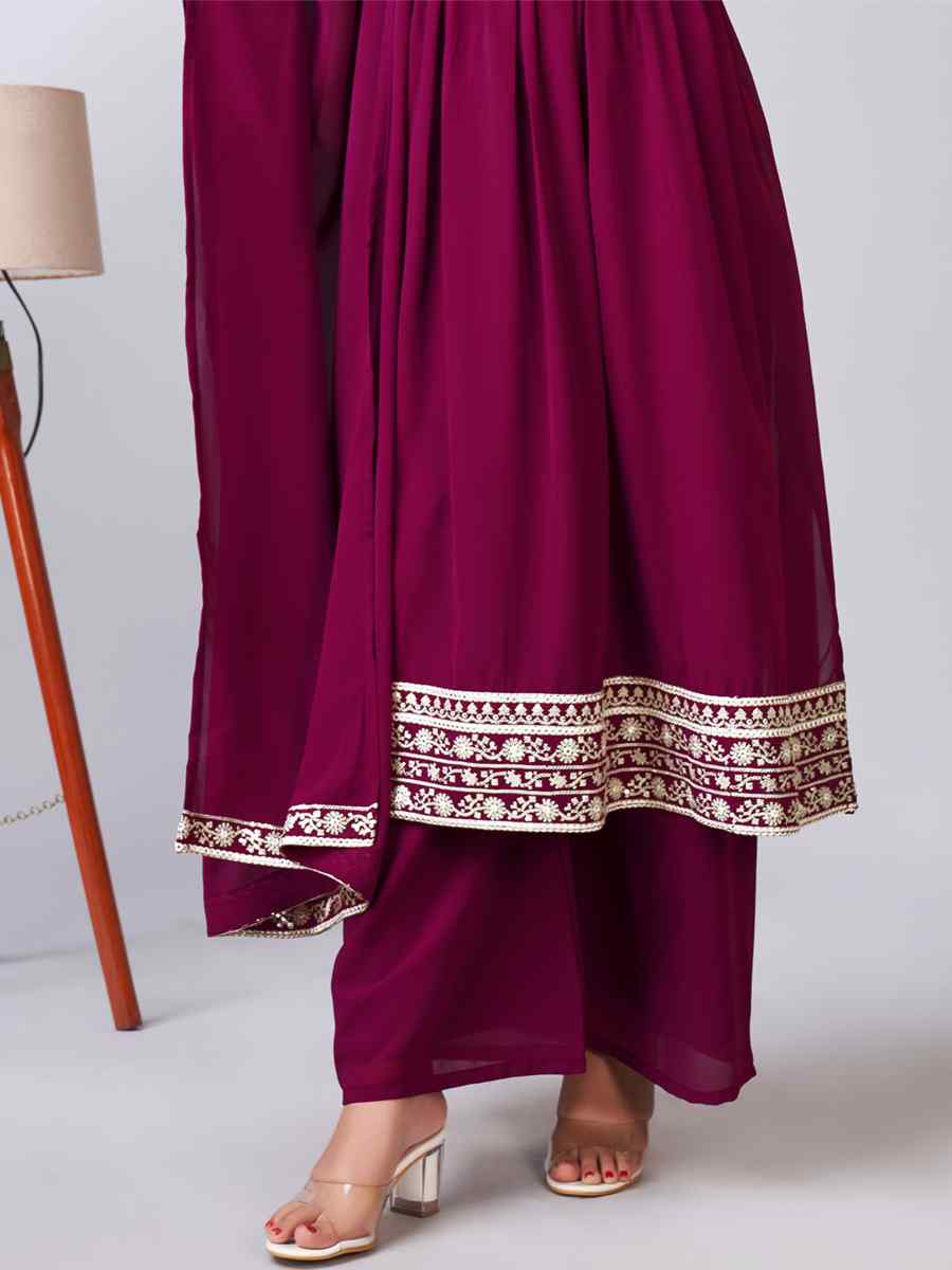 Pink Georgette Embroidered Festival Casual Ready Pant Salwar Kameez
