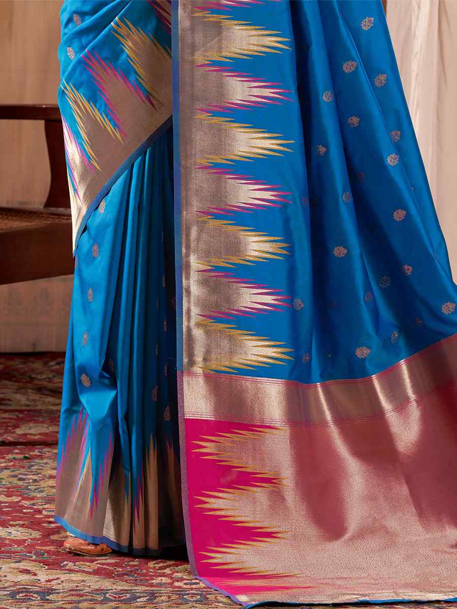 Rama Banarasi Silk Handwoven Wedding Festival Heavy Border Saree