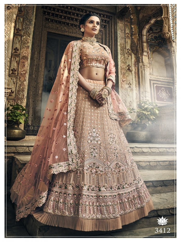 Rose Taupe Embroidered Wedding Lehenga Choli