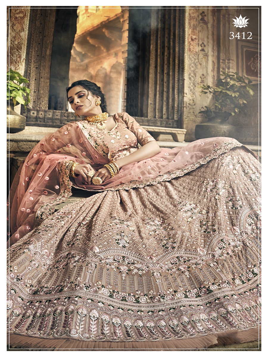 Rose Taupe Embroidered Wedding Lehenga Choli