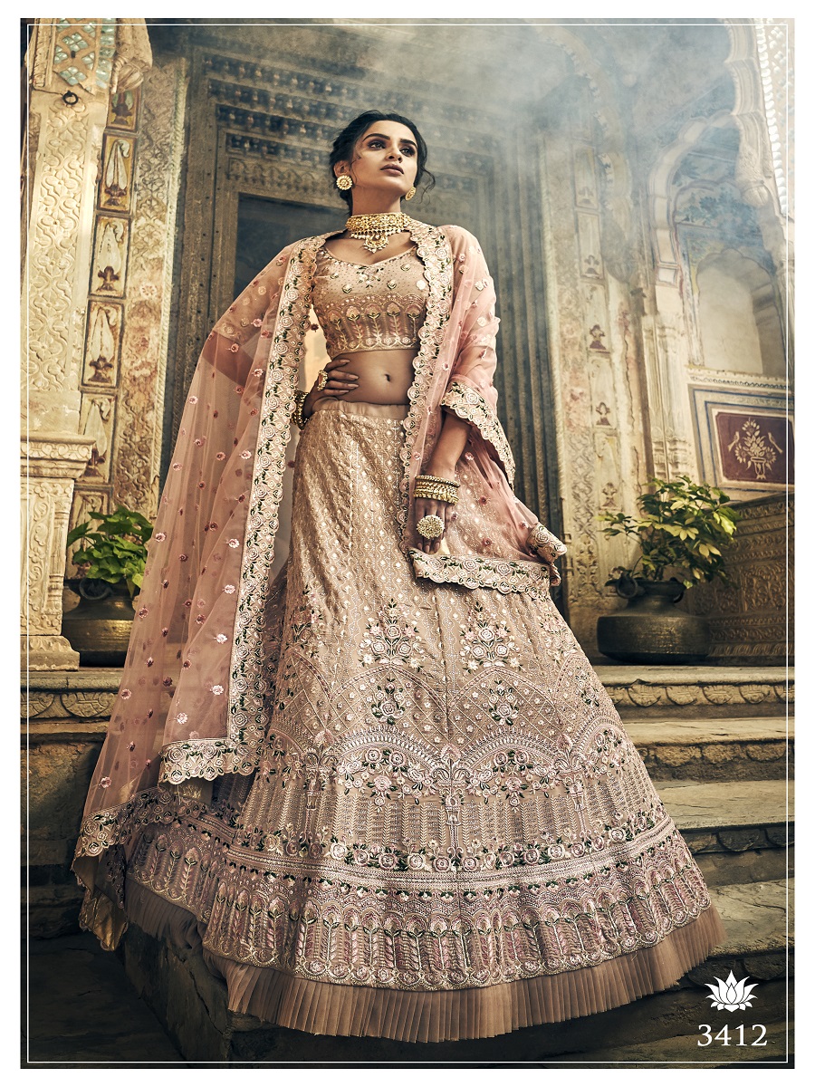 Rose Taupe Embroidered Wedding Lehenga Choli