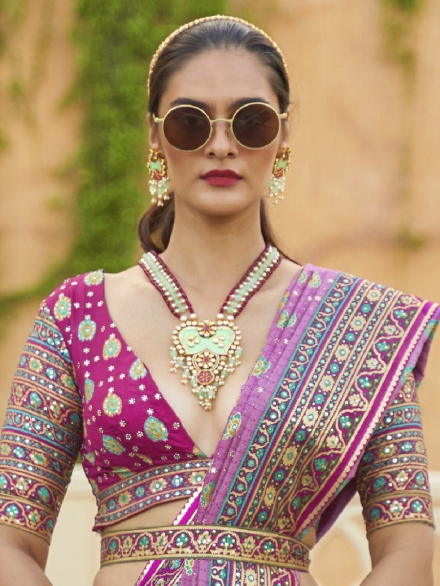Pink Smooth Rajvadi Silk Embroidered Bridal Wedding Heavy Border Lehenga Choli