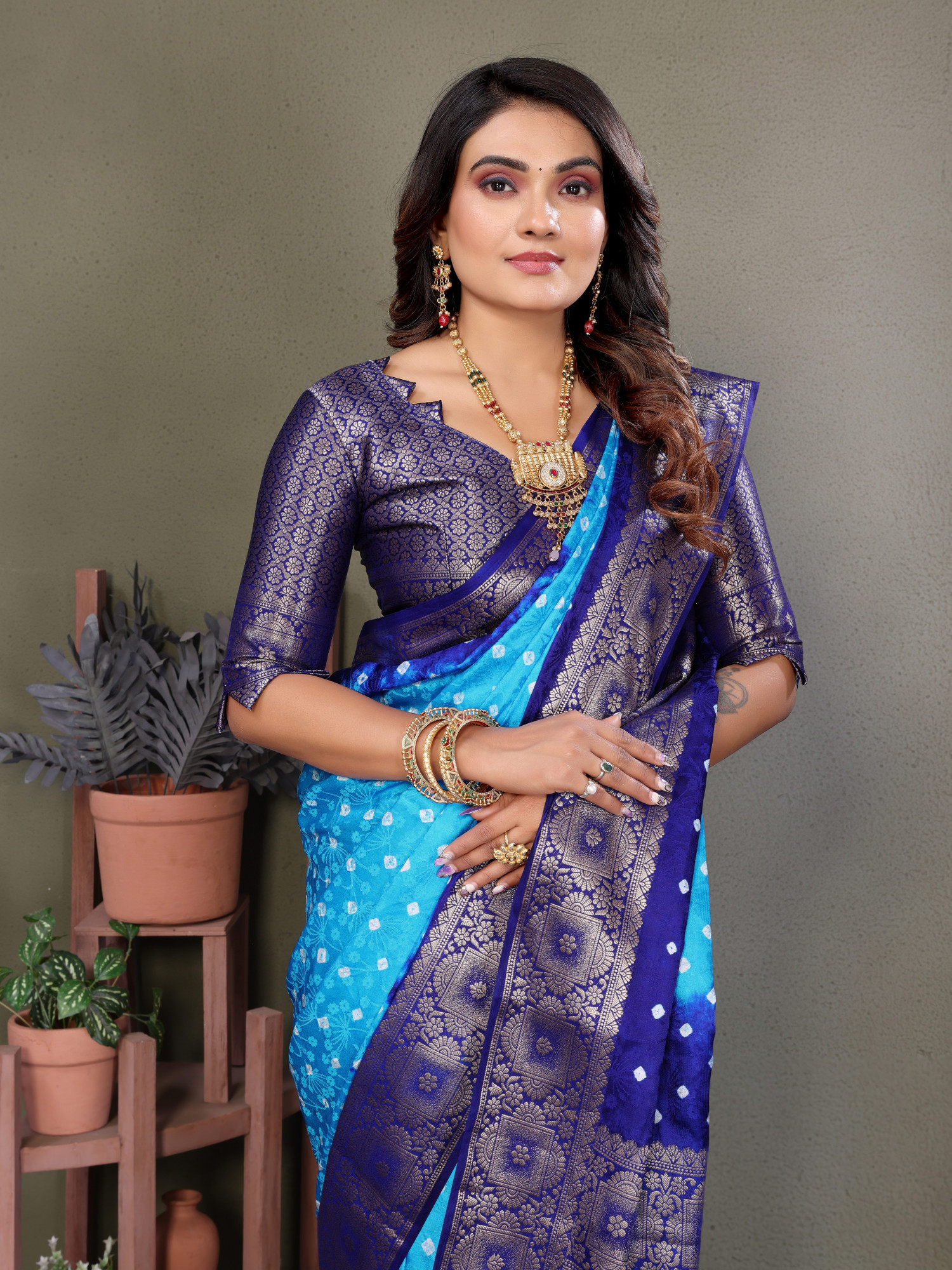 Multi Satin Silk Bhandej Zari Handwoven Casual Reception Festival Wedding Fancy Classic Style Sarees