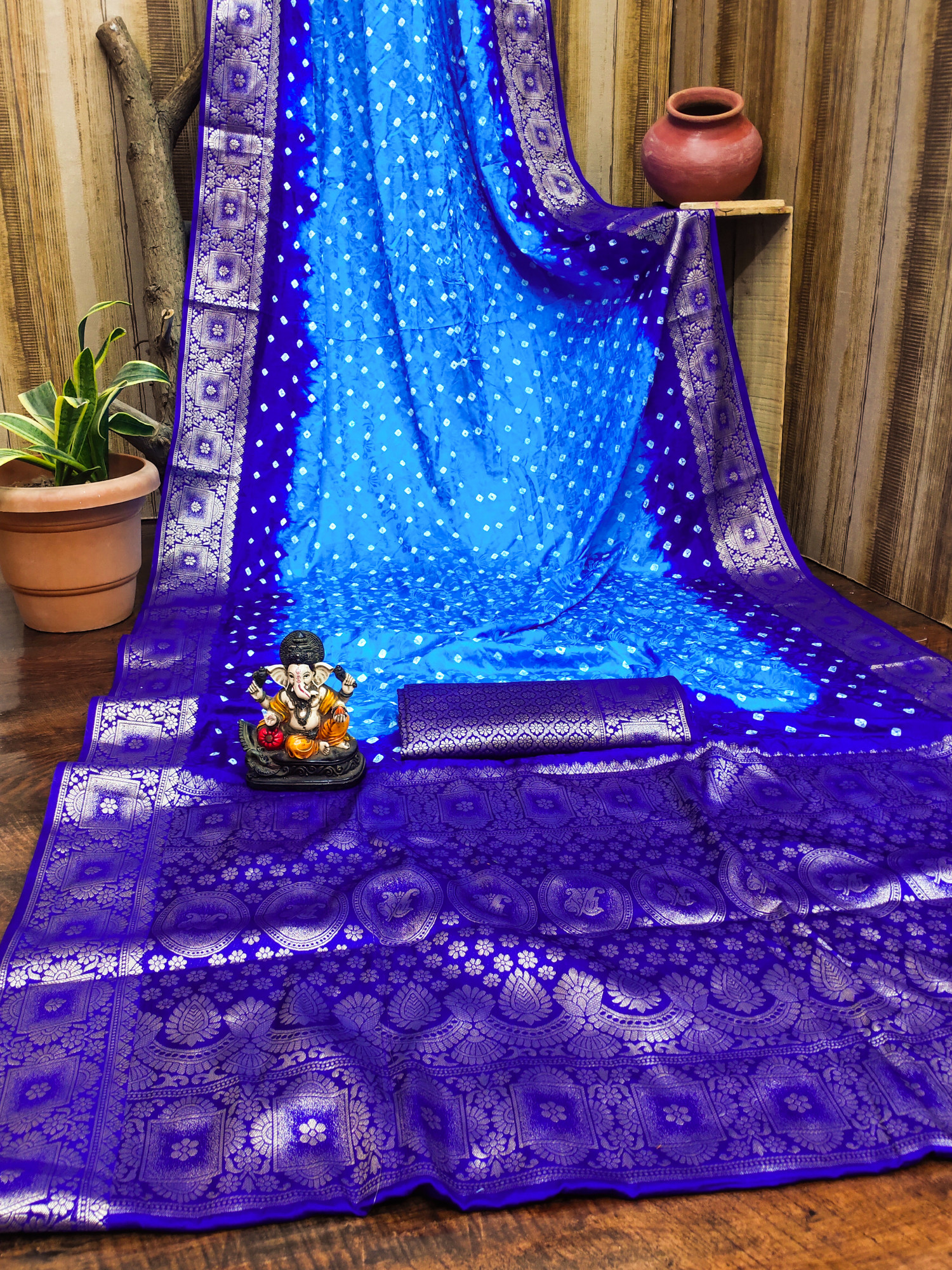 Multi Satin Silk Bhandej Zari Handwoven Casual Reception Festival Wedding Fancy Classic Style Sarees