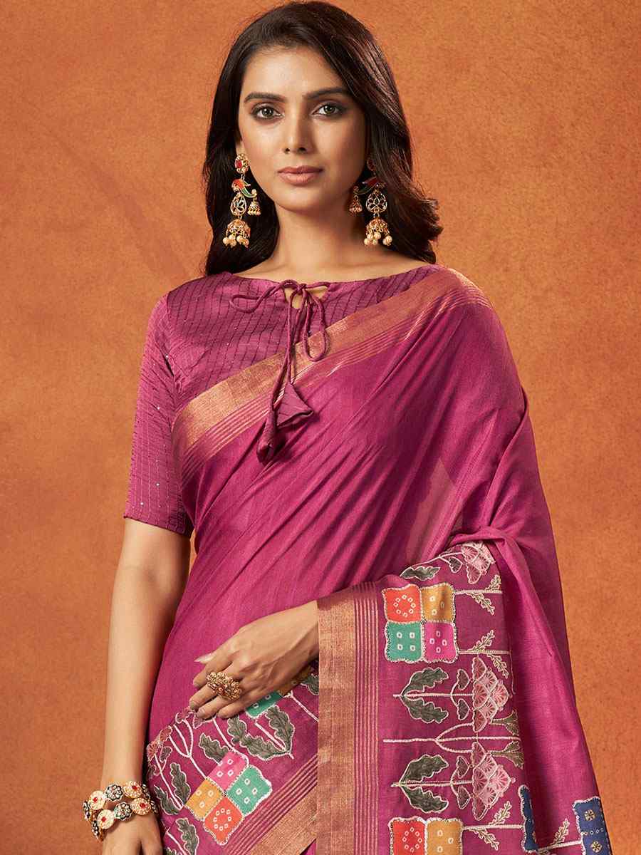 Pink Rangkat Crepe Silk Handwoven Wedding Festival Classic Style Saree