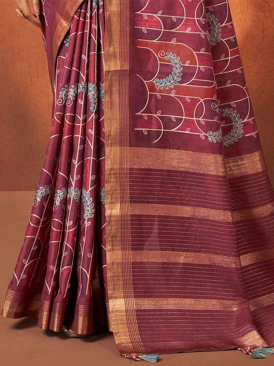 Maroon Rangkat Crepe Silk Handwoven Wedding Festival Classic Style Saree