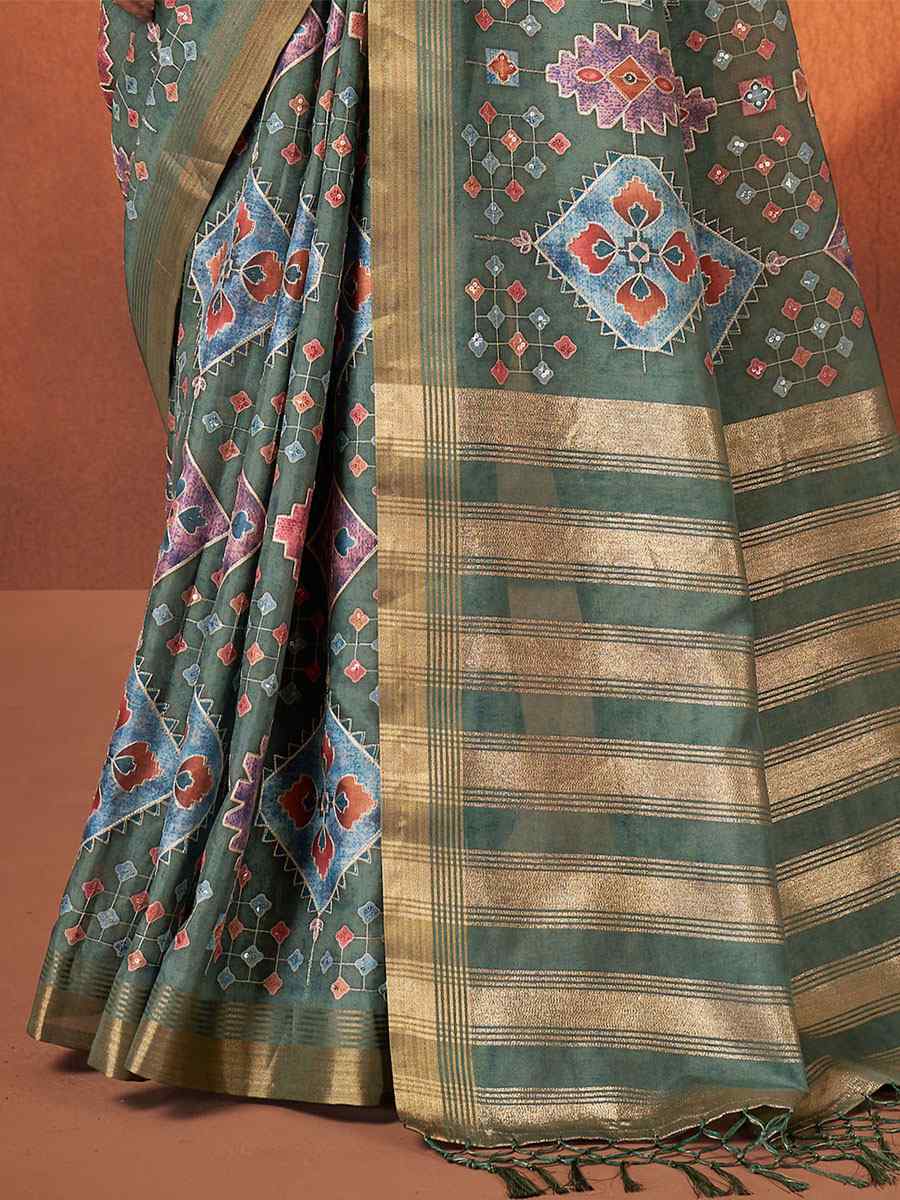 Green Rangkat Crepe Silk Handwoven Wedding Festival Classic Style Saree