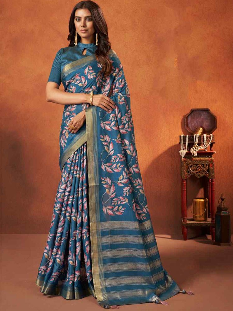 Blue Rangkat Crepe Silk Handwoven Wedding Festival Classic Style Saree