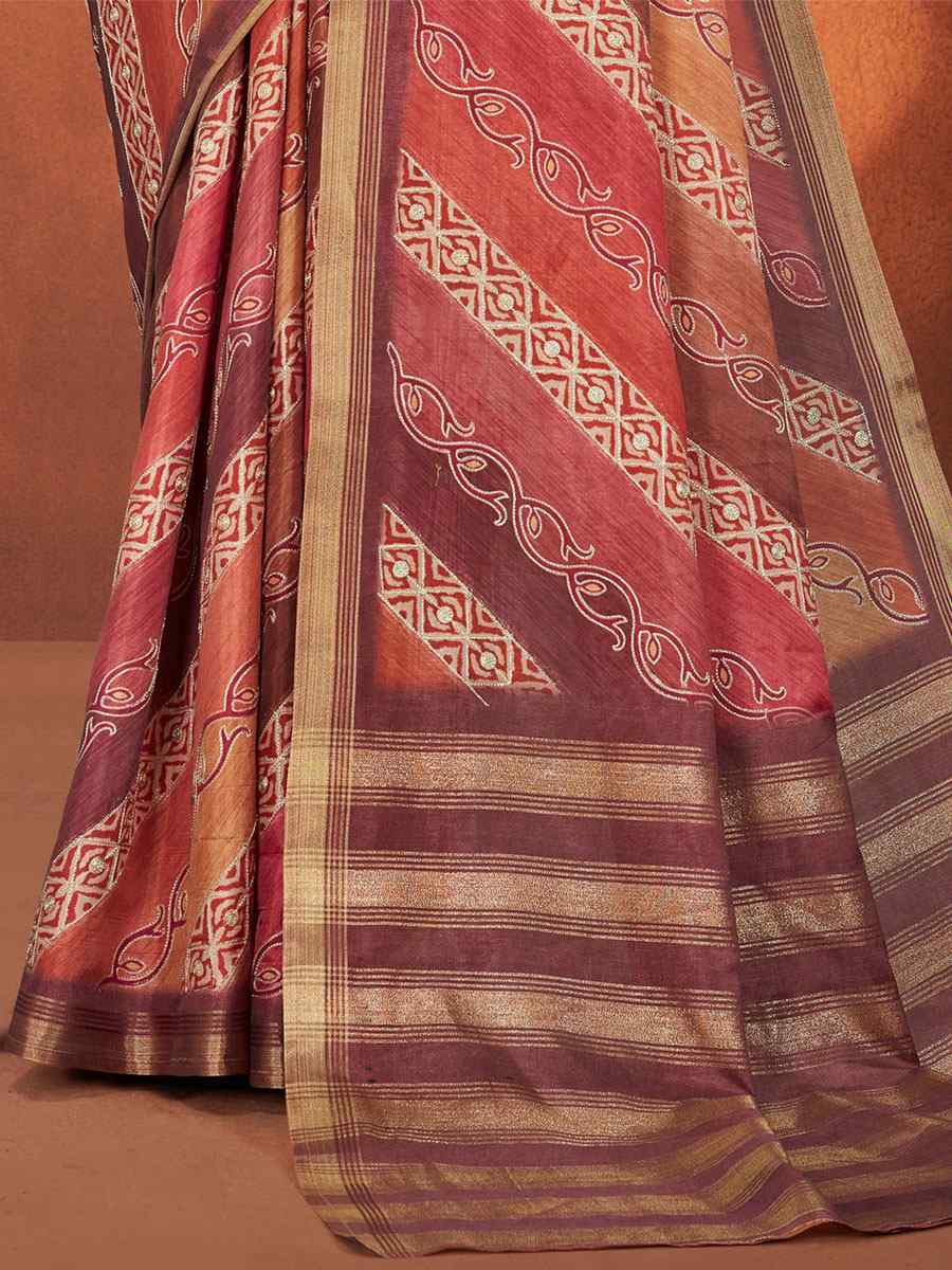 Mauve Rangkat Crepe Silk Handwoven Wedding Festival Classic Style Saree