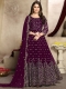 Byzantium Purple Faux Georgette Embroidered Party Lawn Kameez