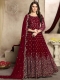 Maroon Faux Georgette Embroidered Party Lawn Kameez