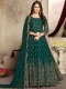 Hunter Green Faux Georgette Embroidered Party Lawn Kameez