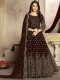 Seal Brown Faux Georgette Embroidered Party Lawn Kameez