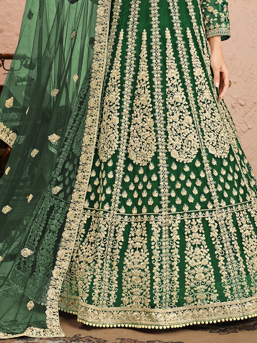 Sea Green Net Embroidered Festival Lawn Kameez