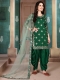 Hunter Green Art Silk Embroidered Festival Patiala Kameez