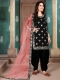 Black Art Silk Embroidered Festival Patiala Kameez