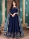 Navy Blue Silk Embroidered Festival Lawn Kameez