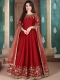 Maroon Silk Embroidered Festival Lawn Kameez