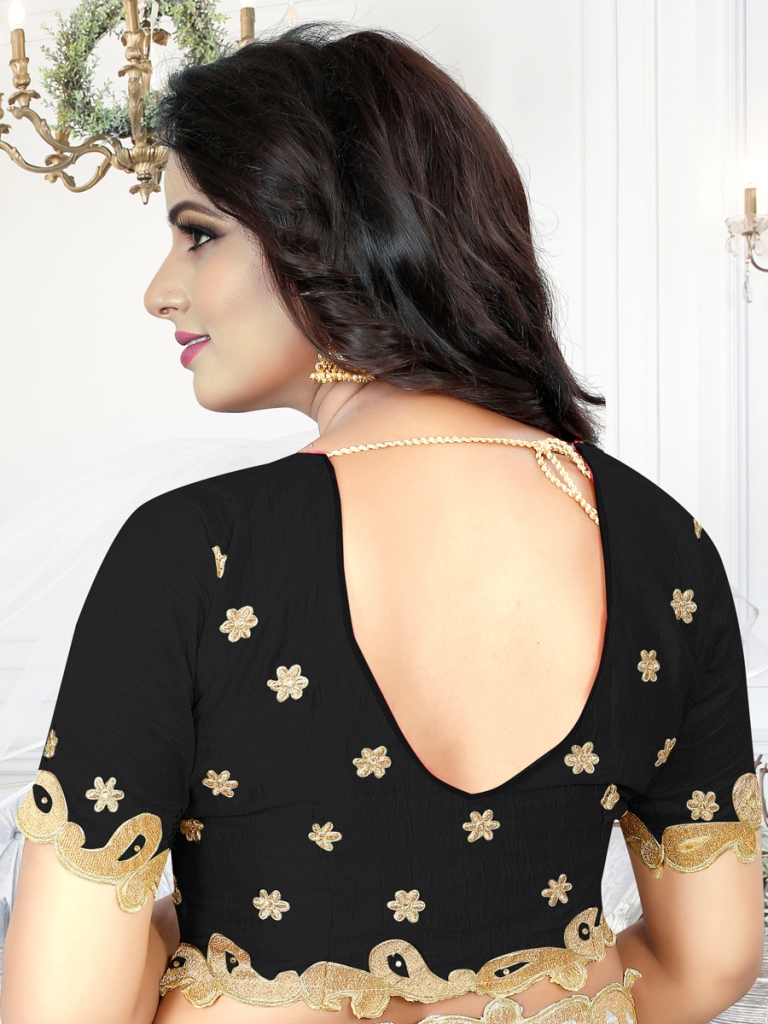 Black Silk Embroidered Party Saree