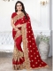 Venetian Red Silk Embroidered Party Saree
