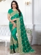 Sea Green Silk Embroidered Party Saree