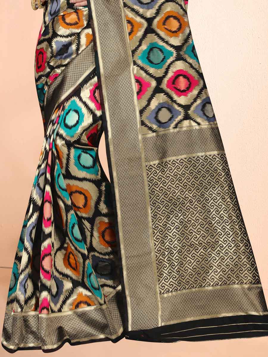 Black Banarasi Art Silk Handwoven Festival Saree
