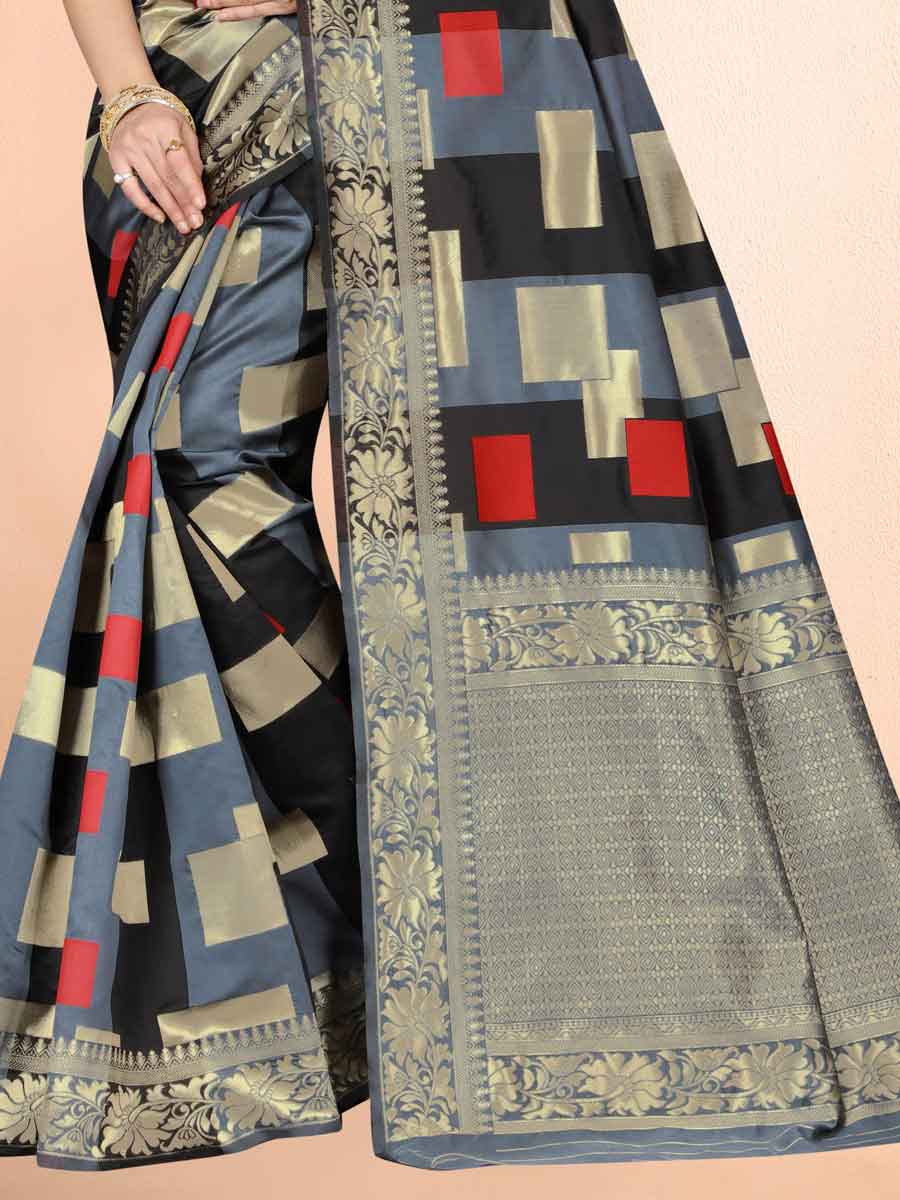 Gray Banarasi Art Silk Handwoven Festival Saree