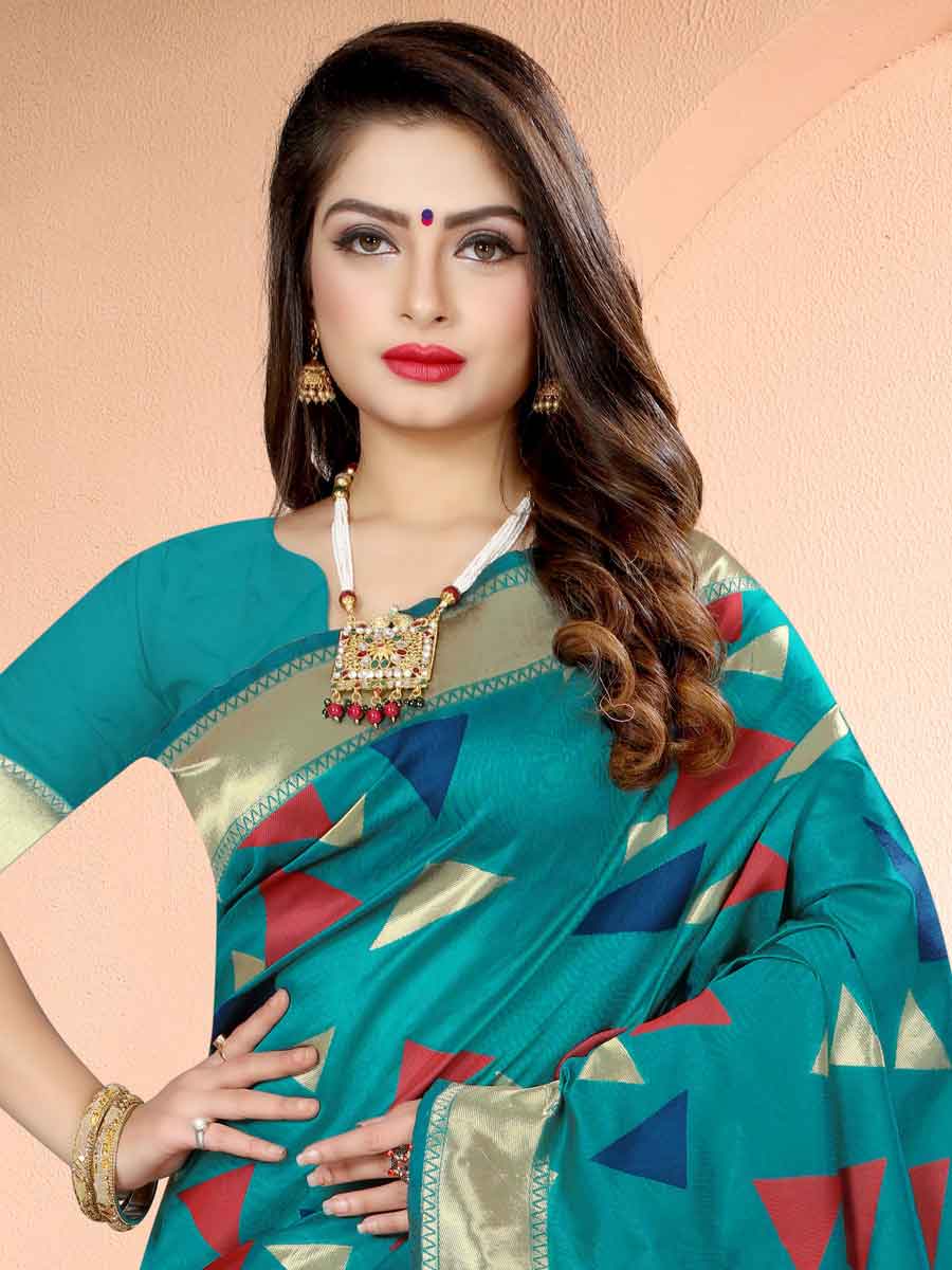 Pine Green Banarasi Art Silk Handwoven Festival Saree