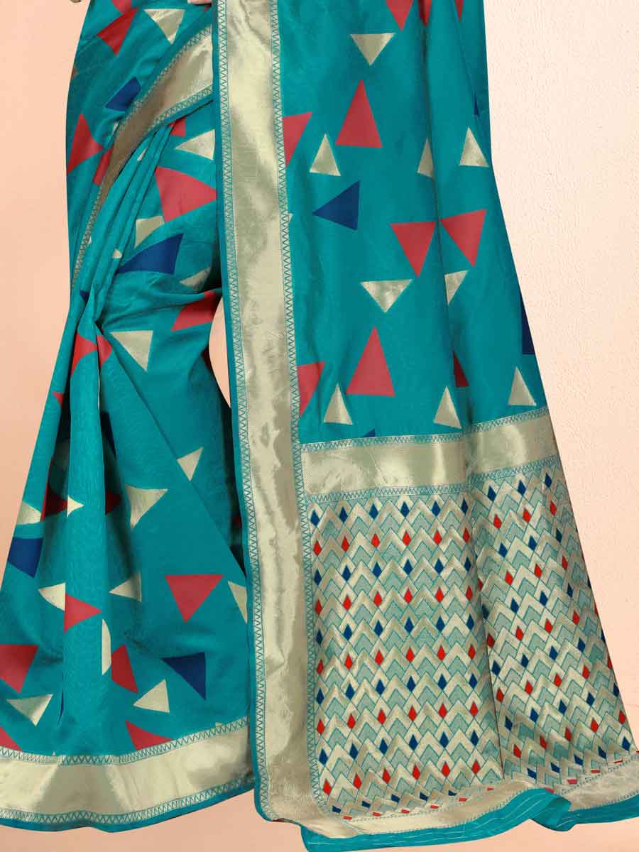 Pine Green Banarasi Art Silk Handwoven Festival Saree