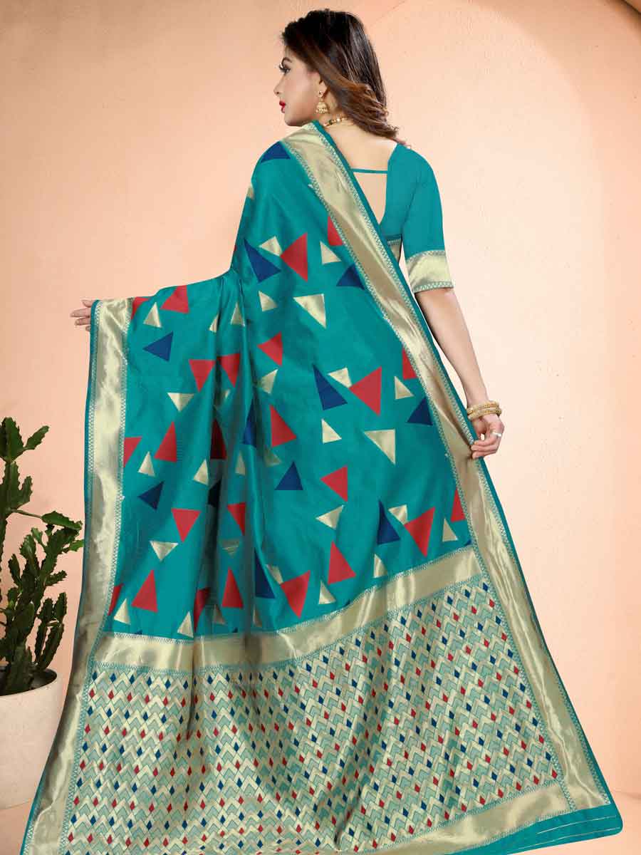 Pine Green Banarasi Art Silk Handwoven Festival Saree