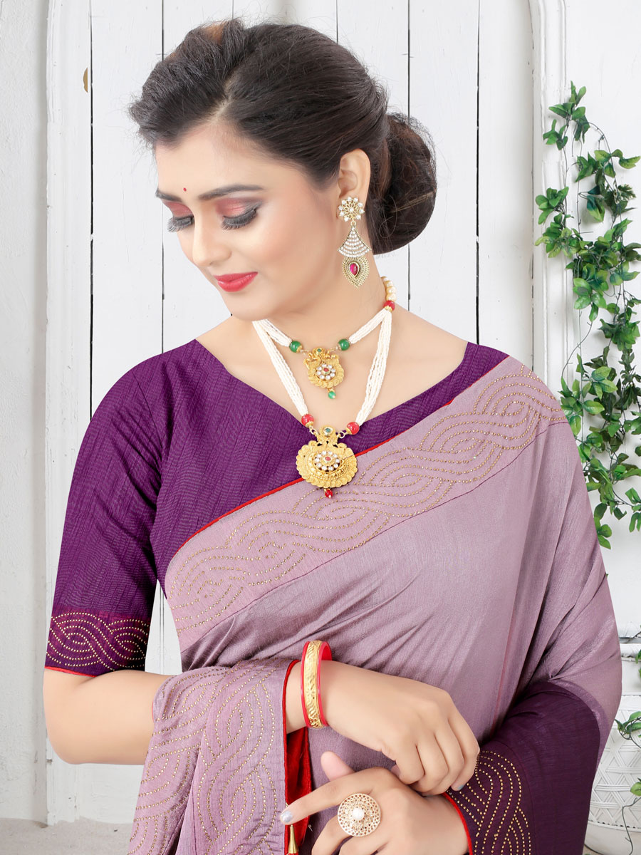 Byzantium Purple Silk Plain Casual Saree