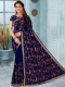 Navy Blue Faux Georgette Embroidered Party Saree