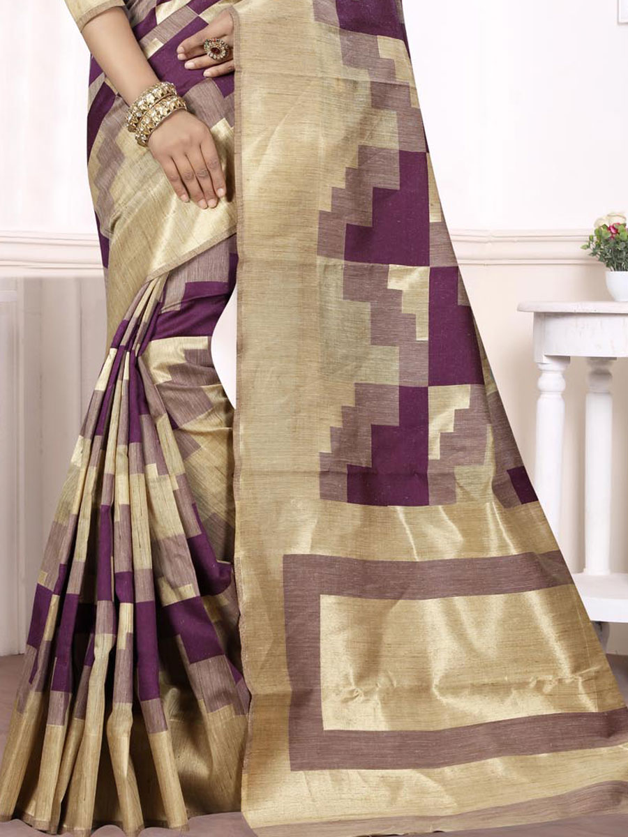 Wine Red Banarasi Art Silk Handwoven Festival Saree