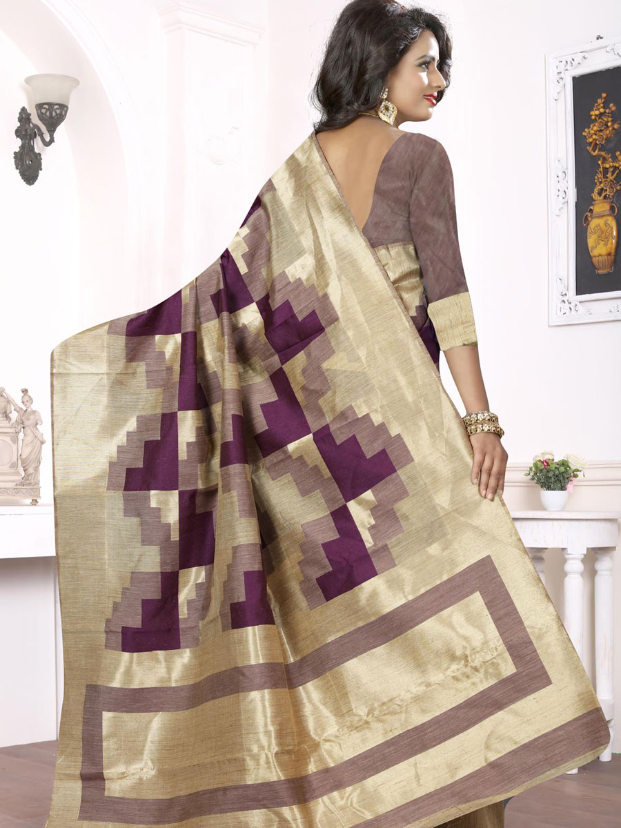 Wine Red Banarasi Art Silk Handwoven Festival Saree