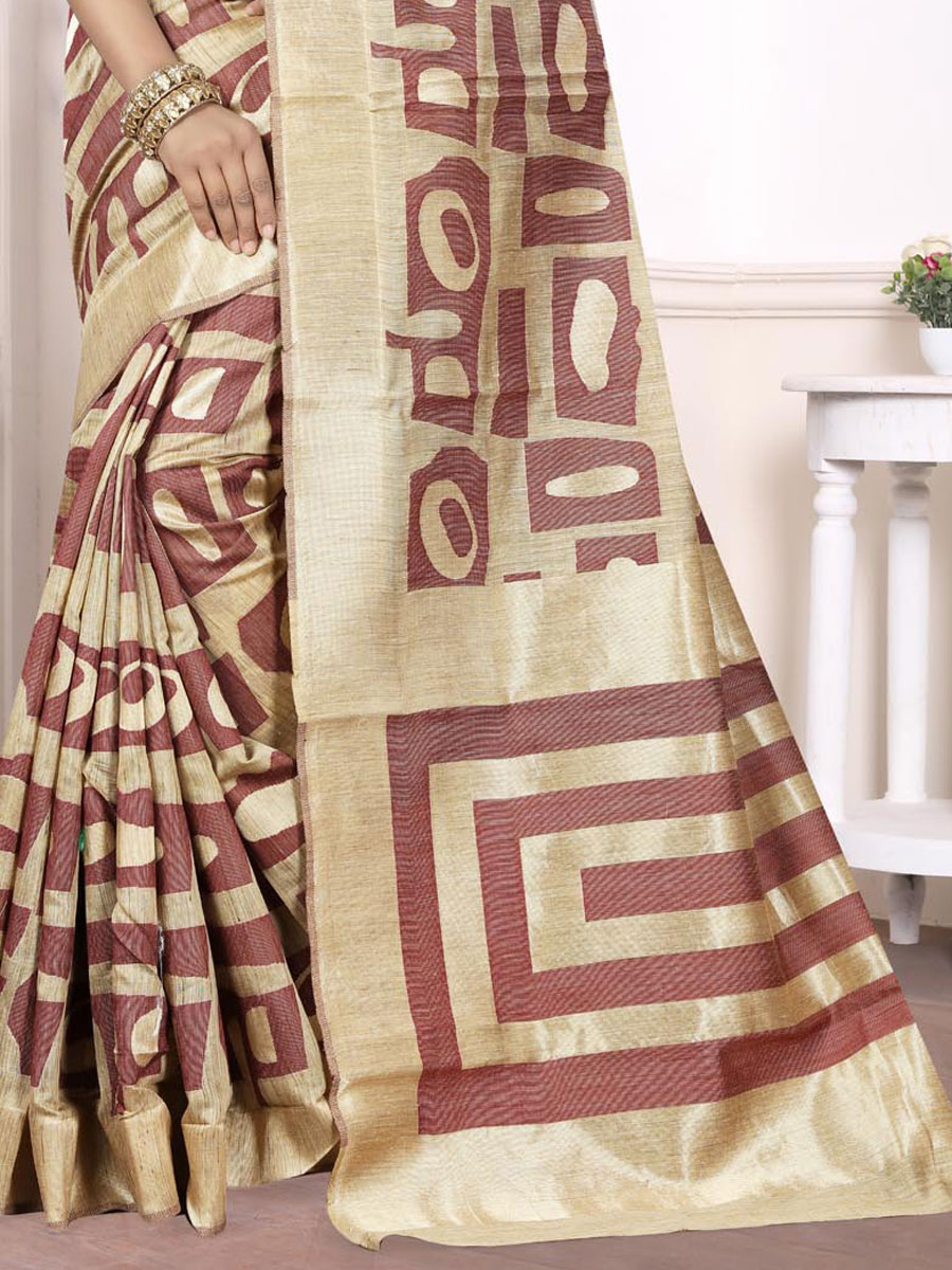 Russet Brown Banarasi Art Silk Handwoven Festival Saree