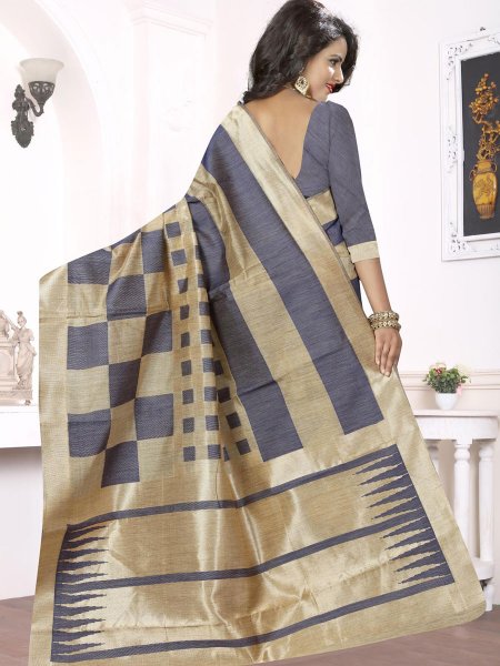 Gray Banarasi Art Silk Handwoven Festival Saree