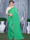 Parrot Green Faux Georgette Plain Casual Saree